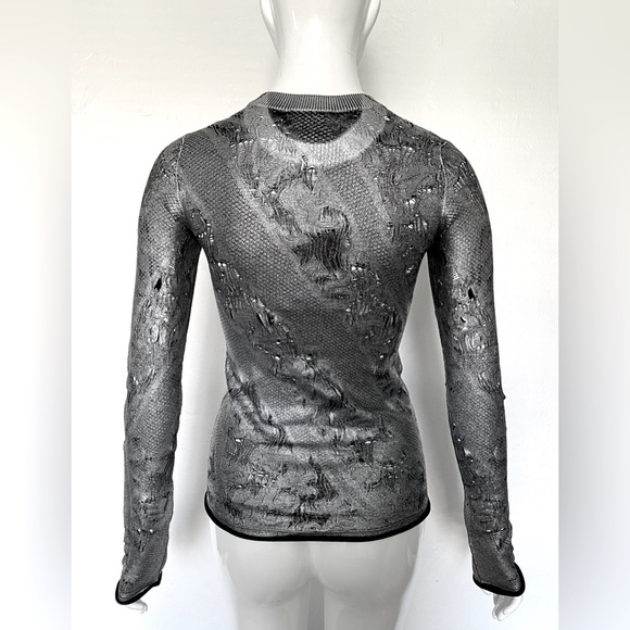 NWT LUXE LOUIS VUITTON METALLIC SILVER & BLACK KNIT TOP SWEATER SHIRT SIZE XS - Picture 6 of 9
